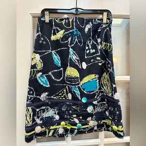 Worth 100% Linen Ornate  Jewel Stone Embellished A-Line Skirt Size 4 Small